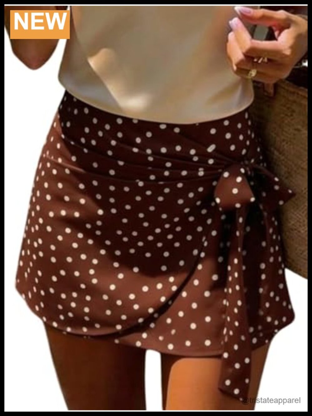 Polka Dots Bowknot Wrap Tie Side Cute Mini Skirt